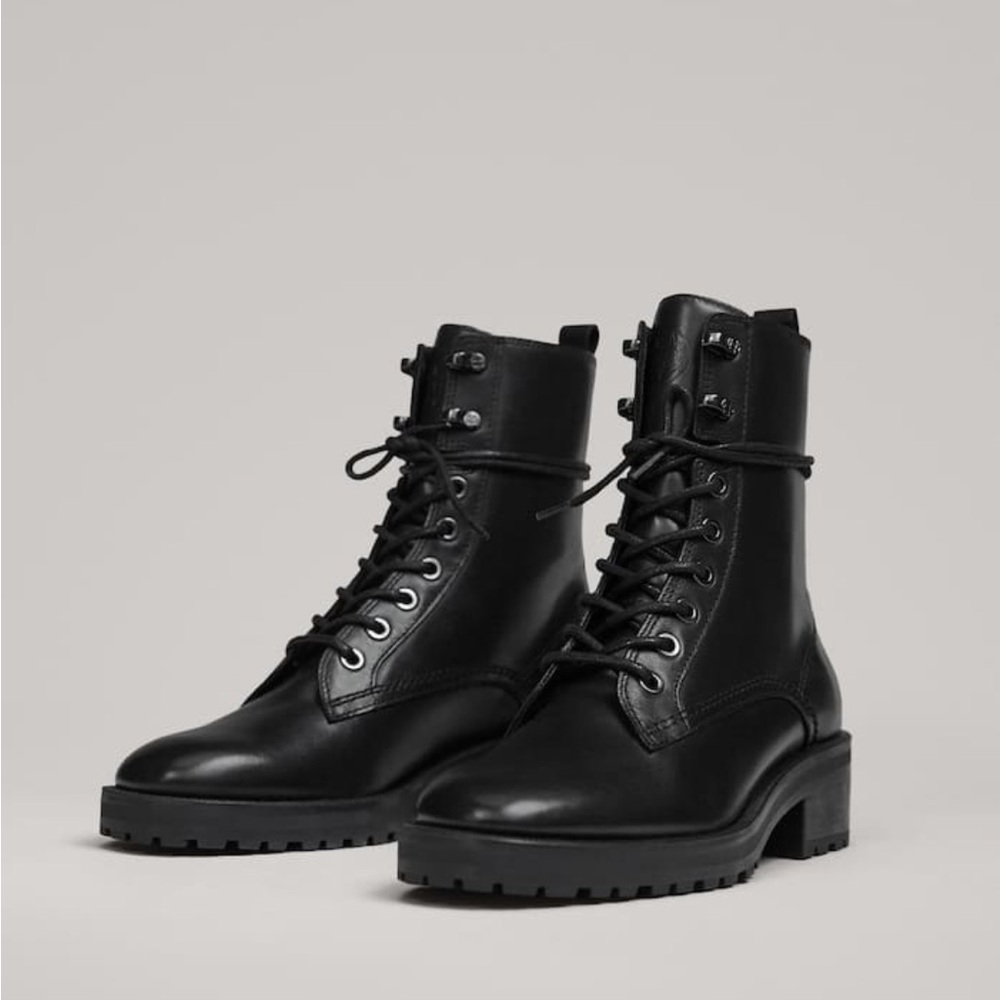 Massimo Dutti Black Combat Boots